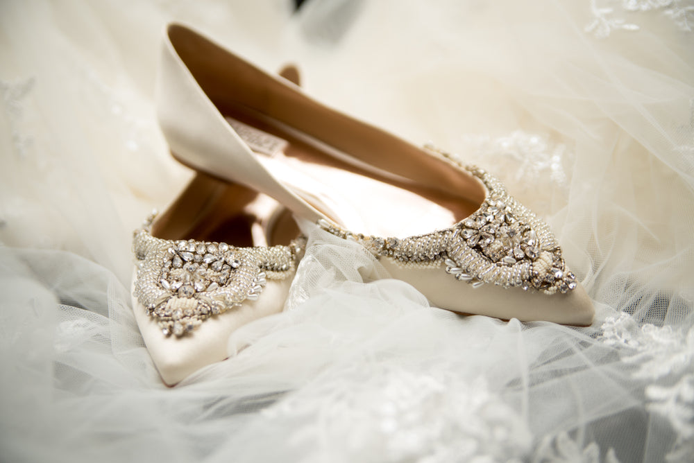 Pair of flat bridal shoes