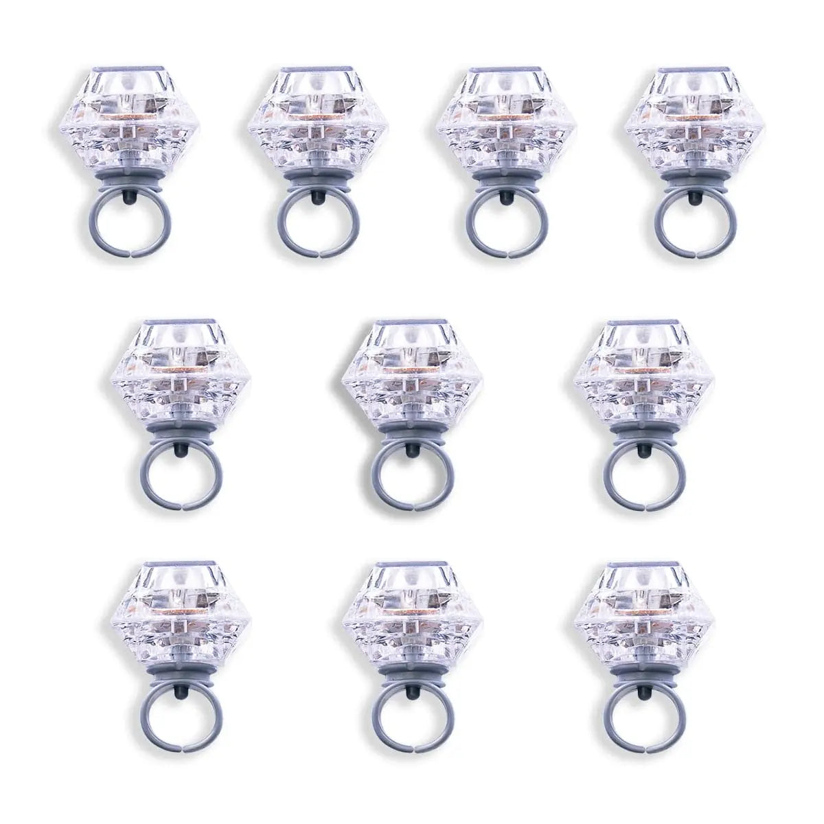 Set of 10 LED Diamond Light Up Rings - Retro Toys, Party Favors, Bachelorette Party Decorations, Bachelorette Party Favors, Bachelorette Party Supplies, Flashing LED Light Up Toy - Mrs... At Last!