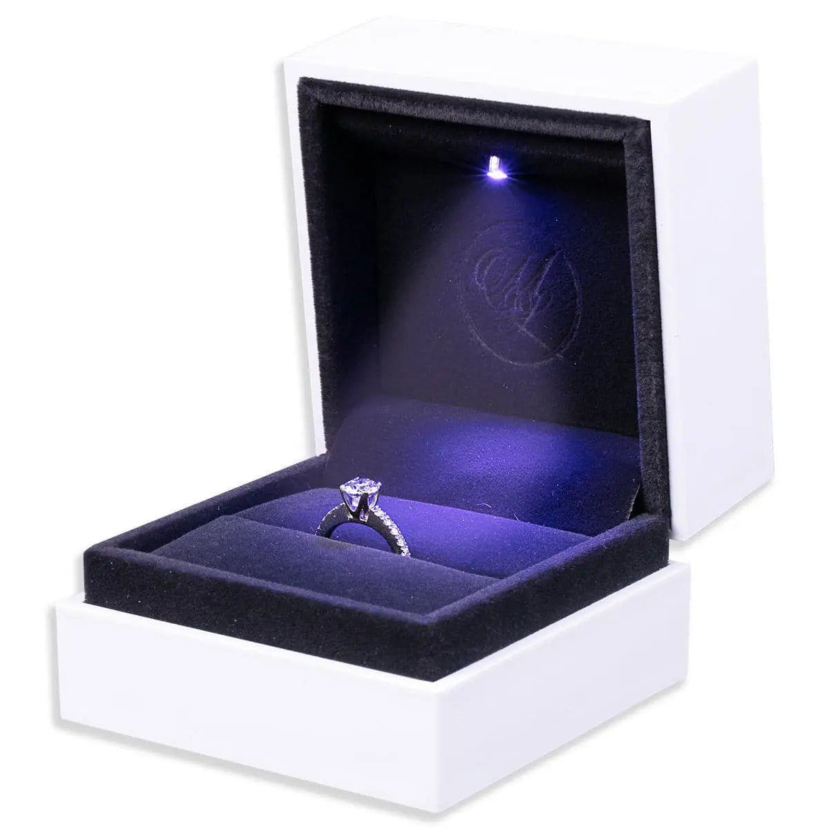 White Glossy LED Ring Light Box - Jewelry Holder, Jewelry Organizer, Earring Holder, Earring Organizer, Wedding Gift, Girlfriend Gifts, Ring Case, Velvet Ring Box, Couple Rings - Mrs... At Last!