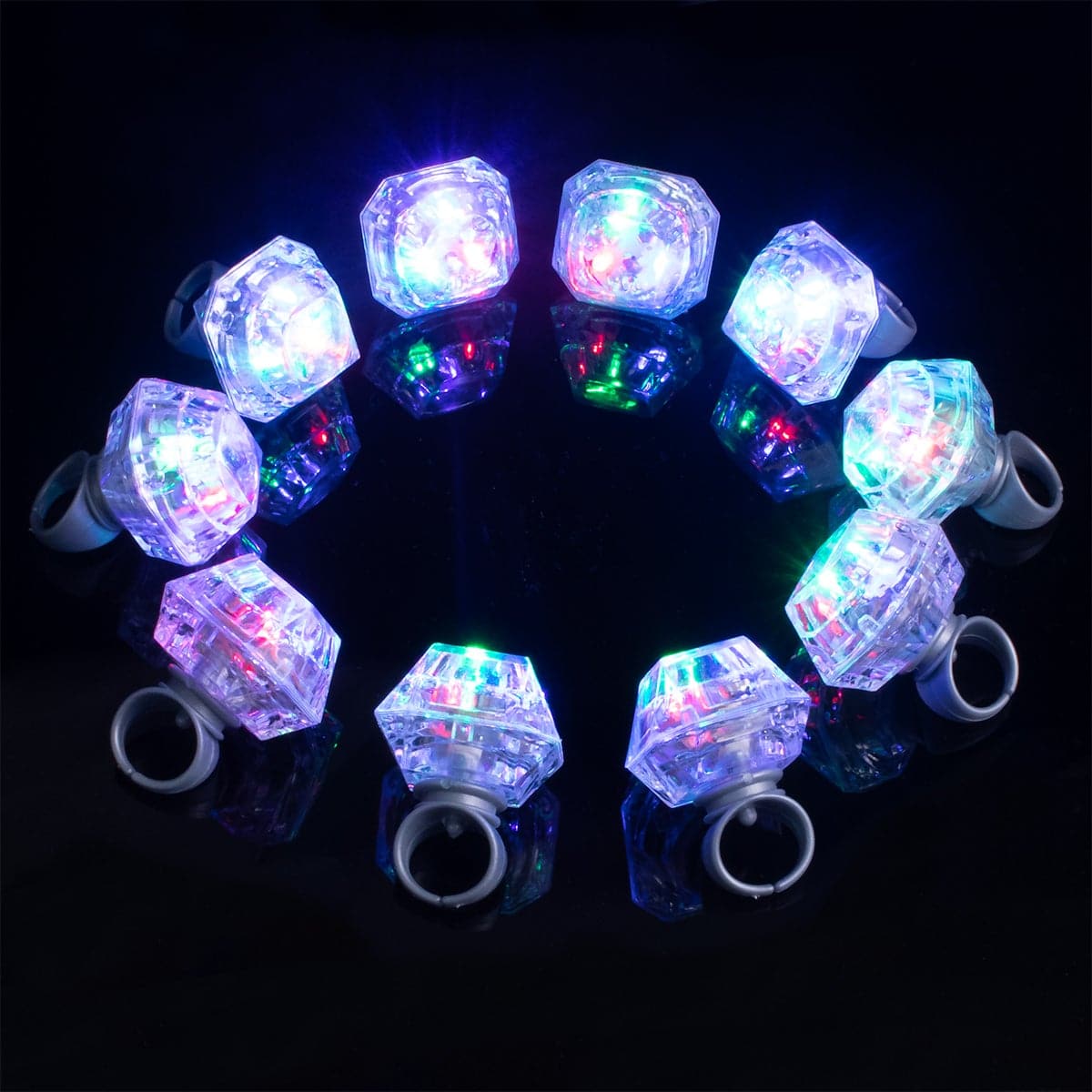 Set of 10 LED Diamond Light Up Rings - Retro Toys, Party Favors, Bachelorette Party Decorations, Bachelorette Party Favors, Bachelorette Party Supplies, Flashing LED Light Up Toy - Mrs... At Last!™